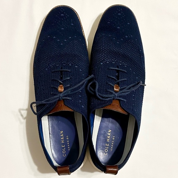 Cole Haan Original Grand OS Navy Blue/Ivory Stitchlite Wingtip Oxfords - 13M - Picture 8 of 17